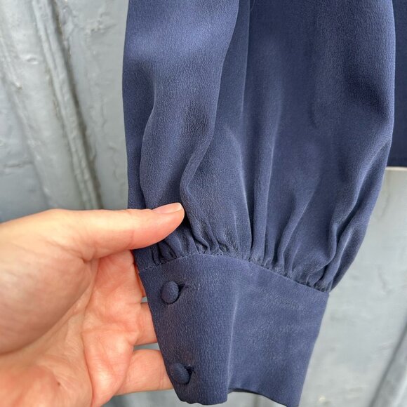 Sezane Chlo Silk Navy Blouse, size 44 - Picture 11 of 14